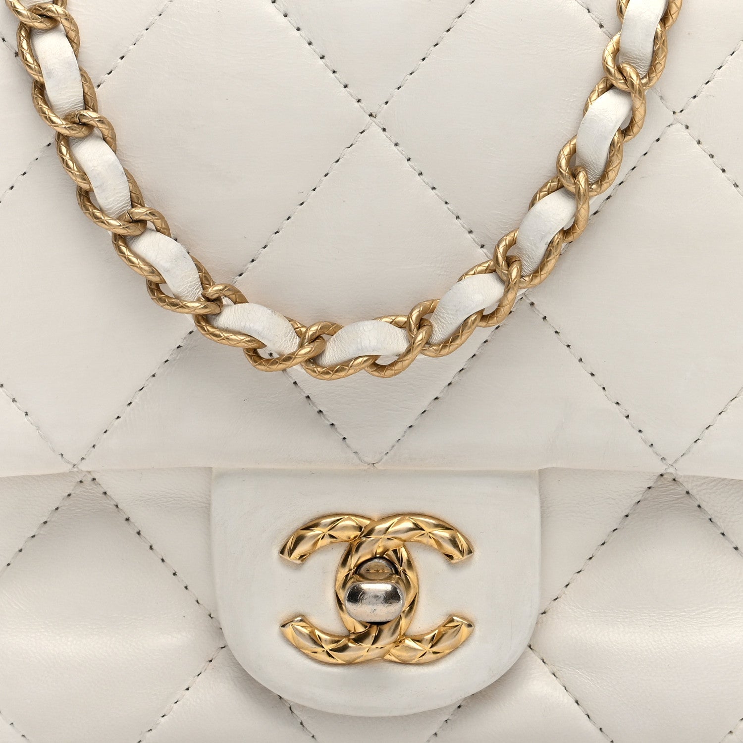 Lambskin Quilted CC Small Dynasty Flap White