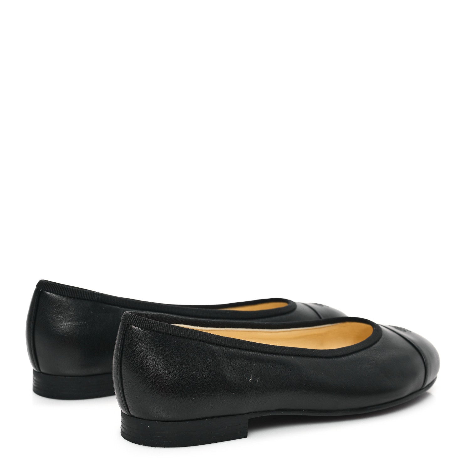 Lambskin Cap Toe Ballerina Flats 36.5 Black