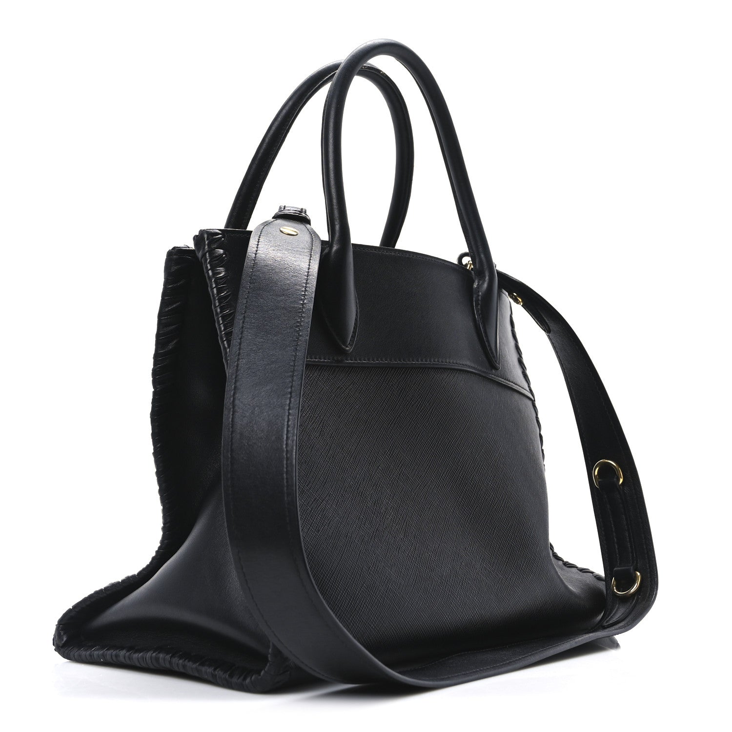 Saffiano Whipstitch Medium Paradigme Bag Black