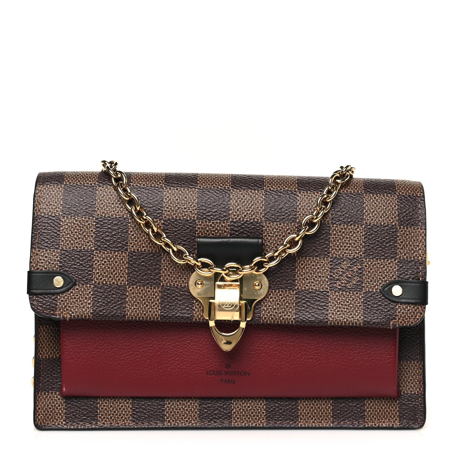 Damier Ebene Vavin Chain Wallet Bordeaux