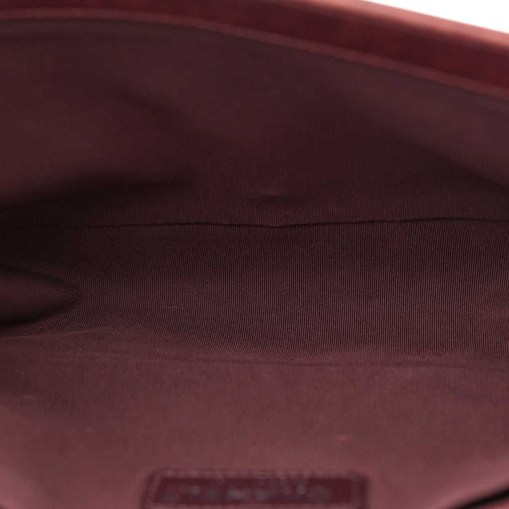 Glazed Calfskin Quilted Medium Boy Chained Flap Bordeaux