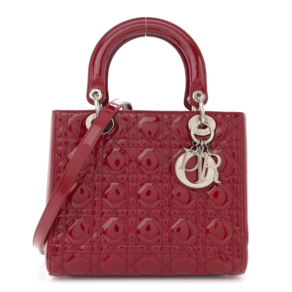 Patent Cannage Medium Lady Dior Burgundy Red