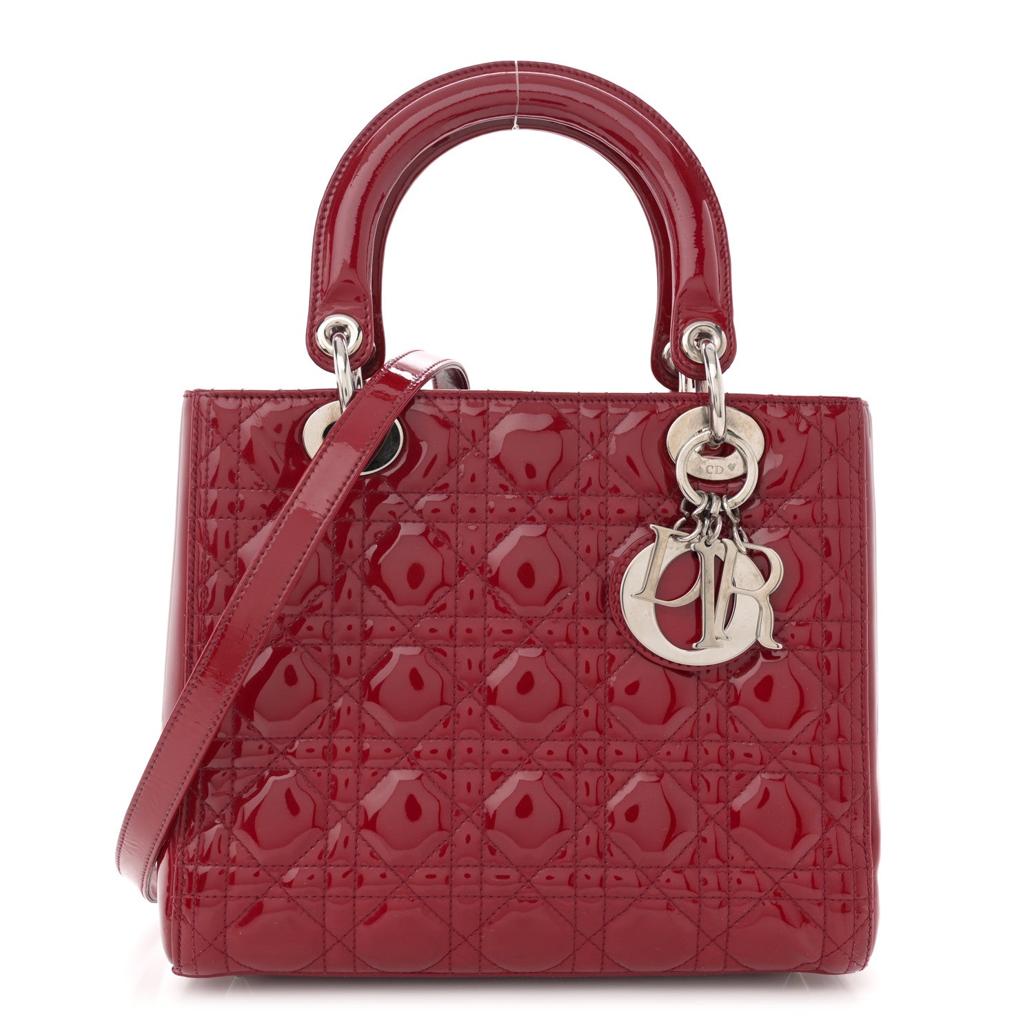 Patent Cannage Medium Lady Dior Burgundy Red