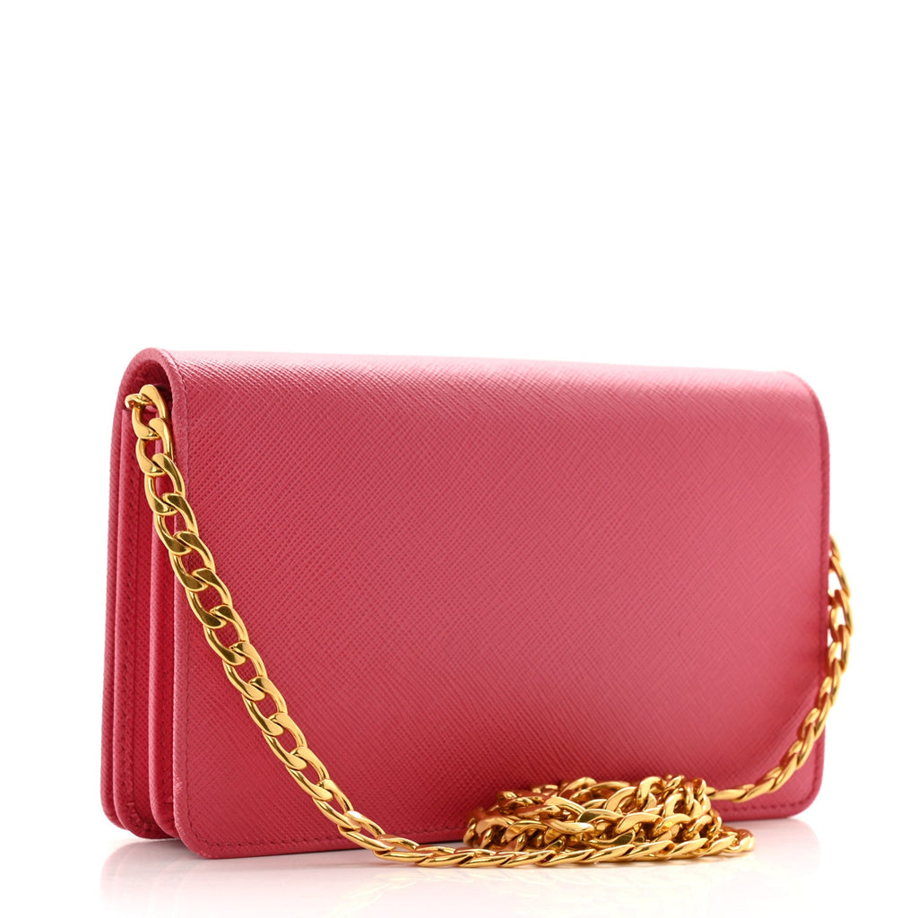 Saffiano Lux Chain Wallet Peonia