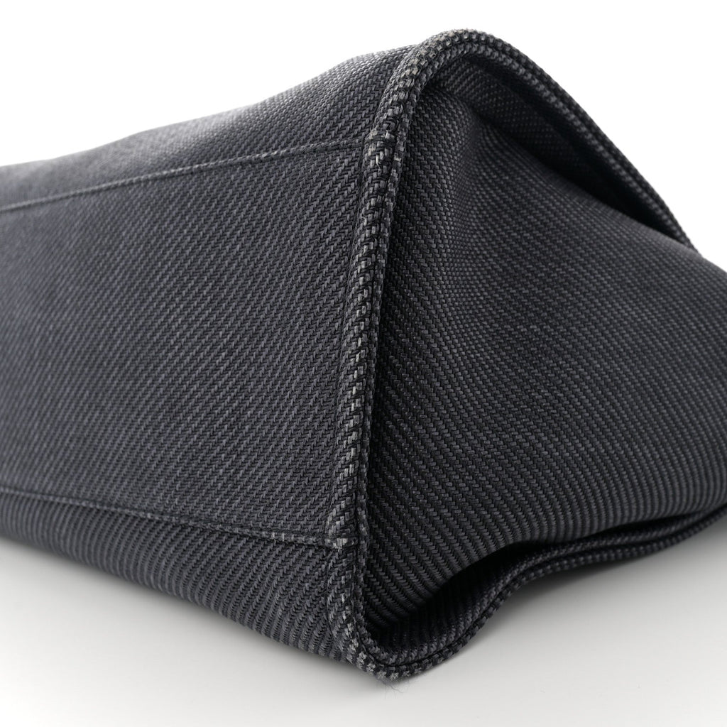 Mixed Fibers Calfskin Striped Medium Deauville Tote Black Black