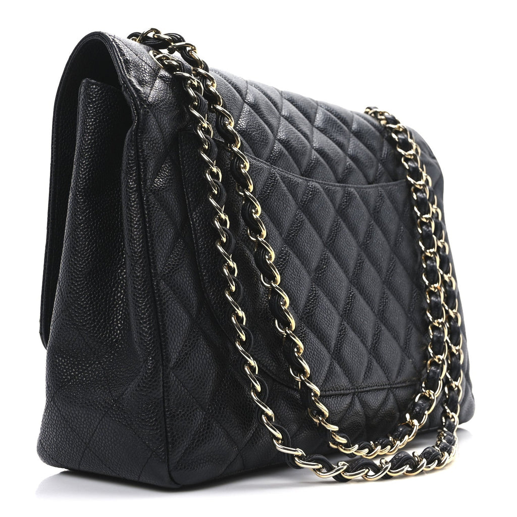 Caviar Quilted Maxi Single Flap Black