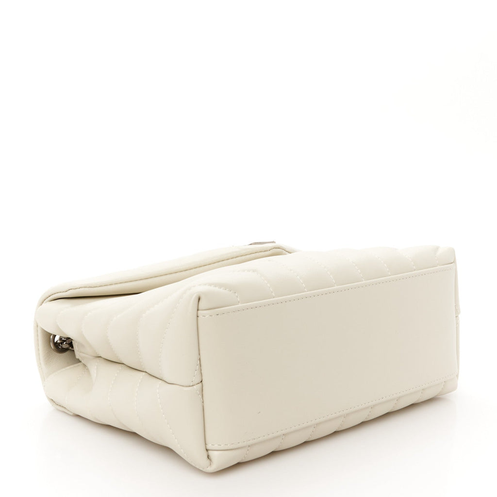 Calfskin Y Quilted Monogram Small Loulou Chain Satchel Crema Soft