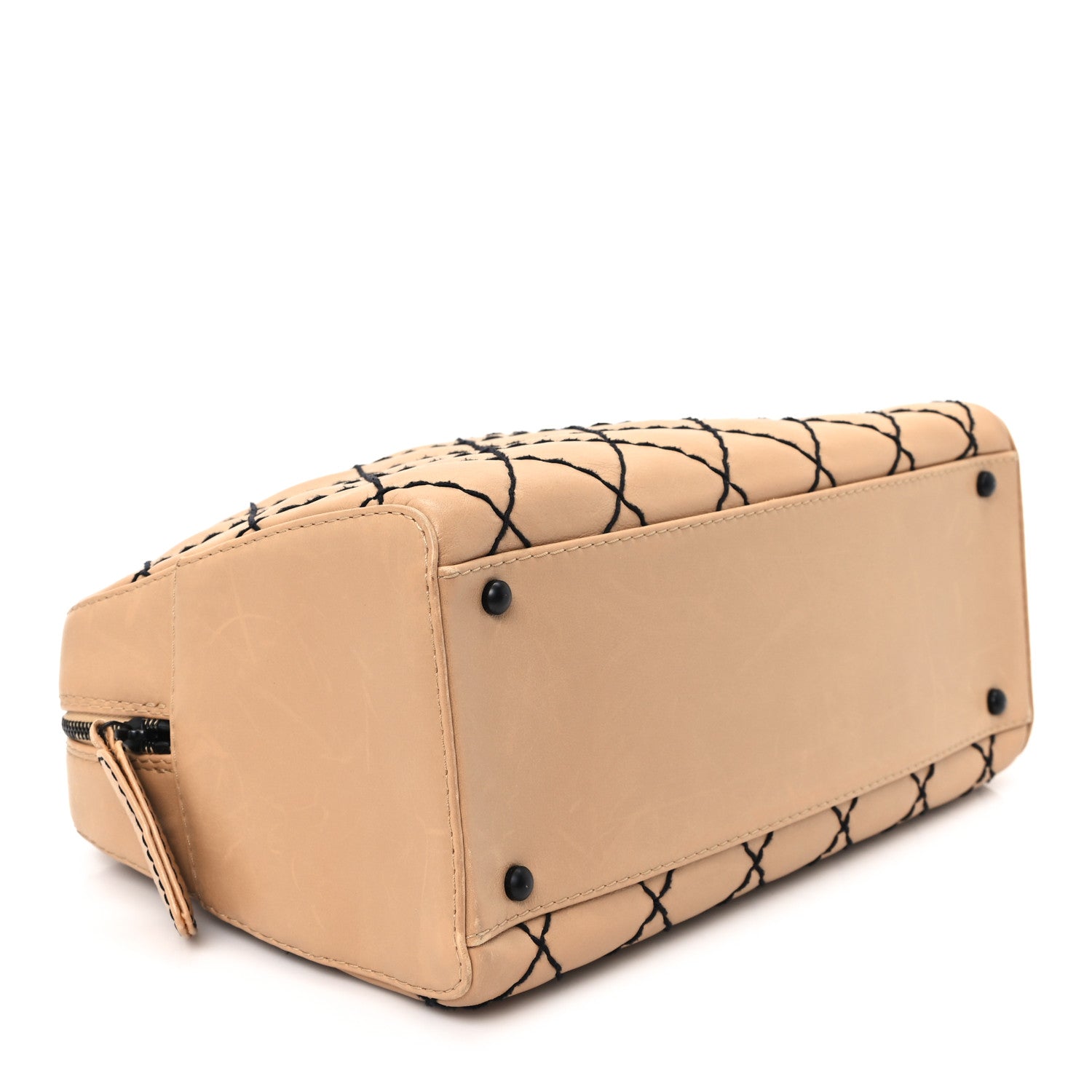Calfskin Wild Stitch Top Handle Bag Beige