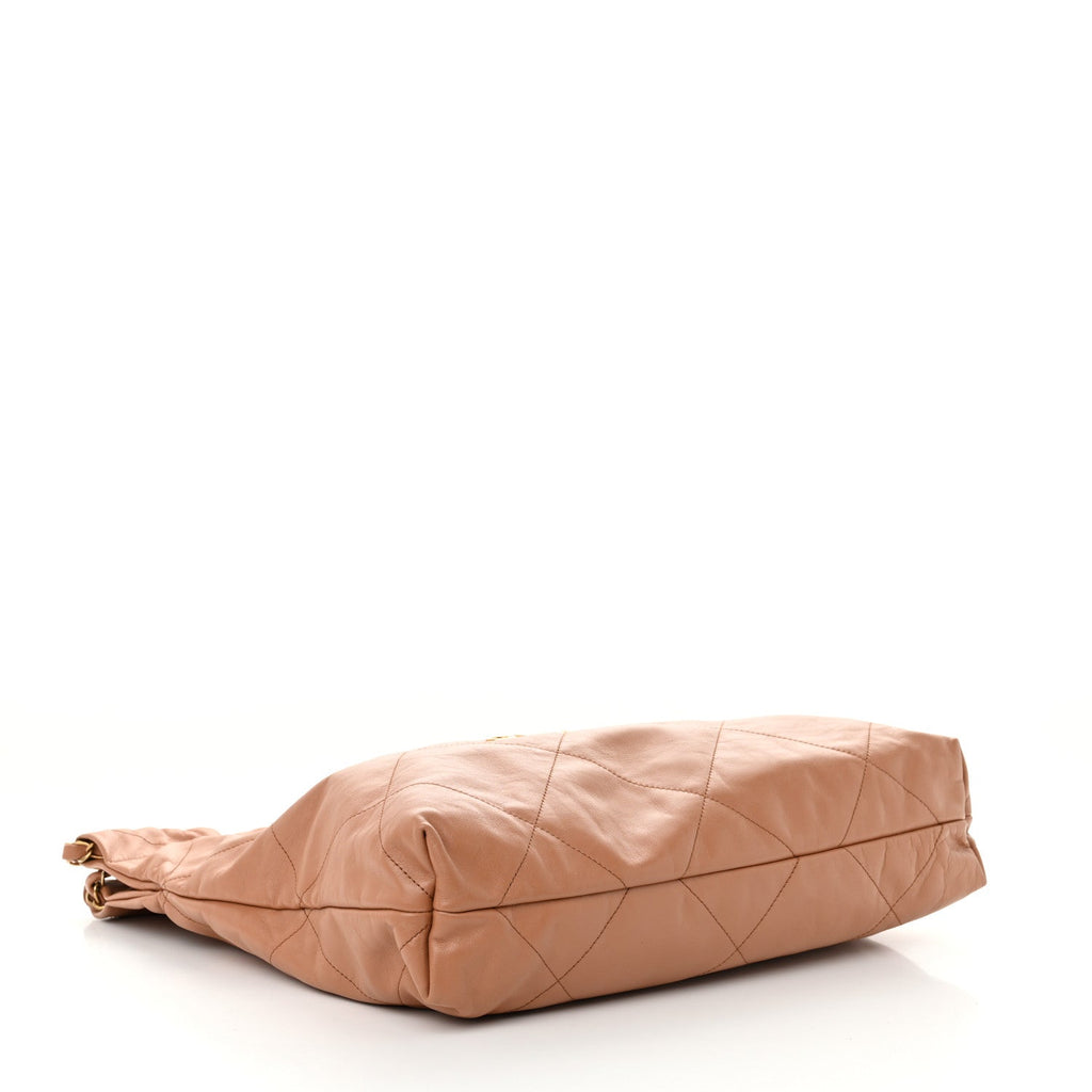 Shiny Calfskin Quilted Chanel 22 Camel