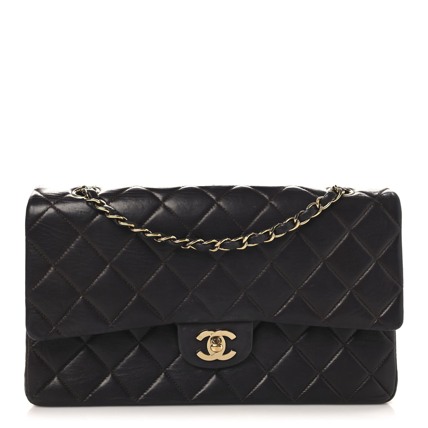 Lambskin Quilted Medium Double Flap Burgundy