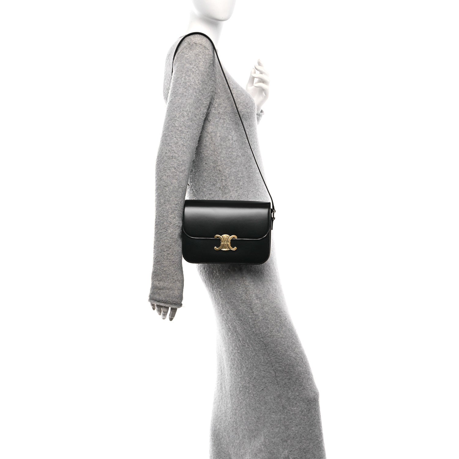 Shiny Calfskin Medium Triomphe Black