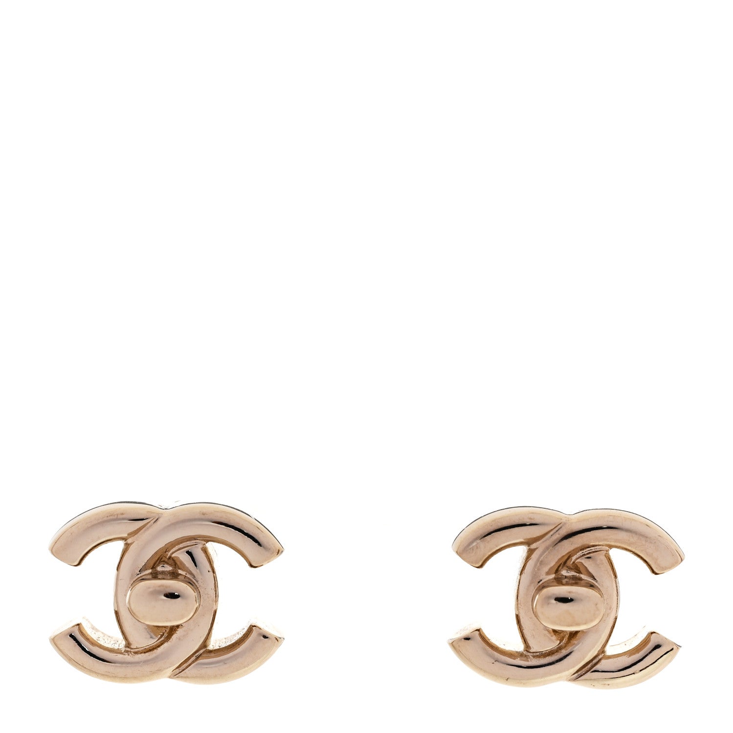 Metal CC Turnlock Earrings Gold