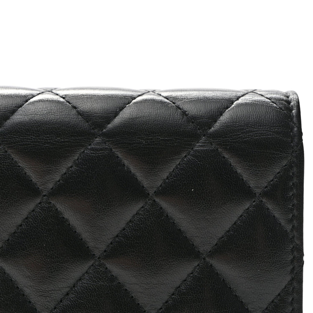 Lambskin Quilted Enamel Logo Chain WOC Black
