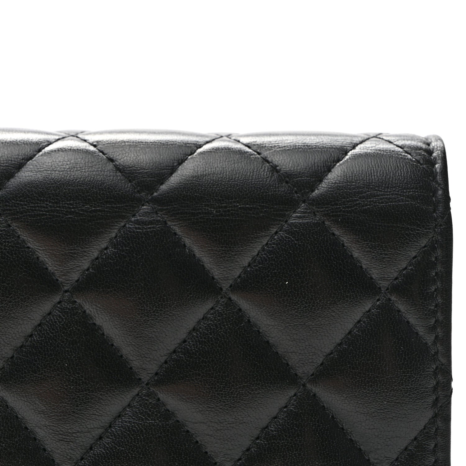 Lambskin Quilted Enamel Logo Chain WOC Black