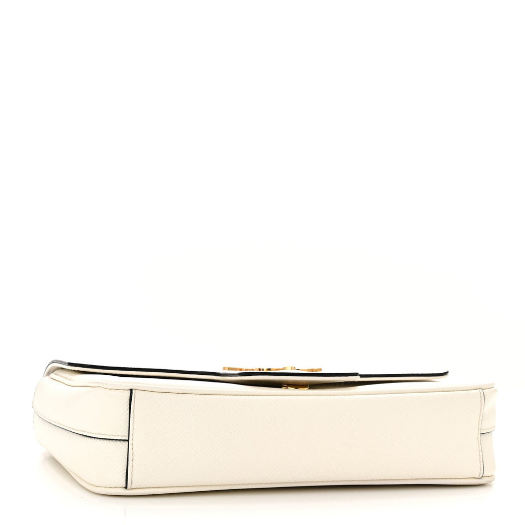 Saffiano Flap Shoulder Bag White