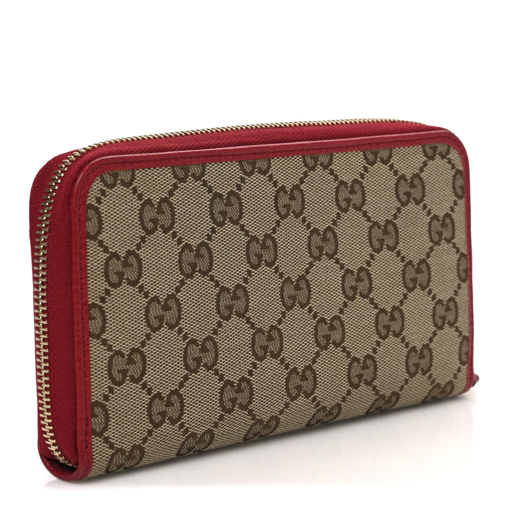 Monogram Dollar Calfskin Zip Around Wallet Beige Ebony Rosso