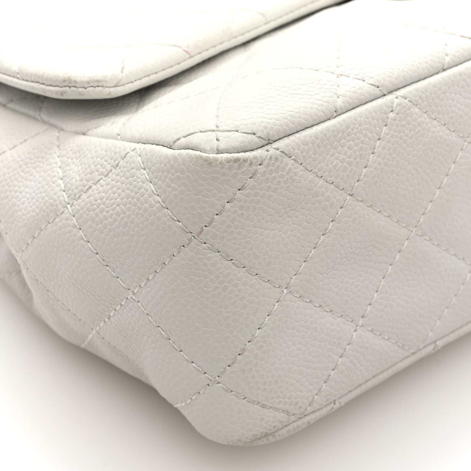 Caviar Quilted Jumbo Single Flap White