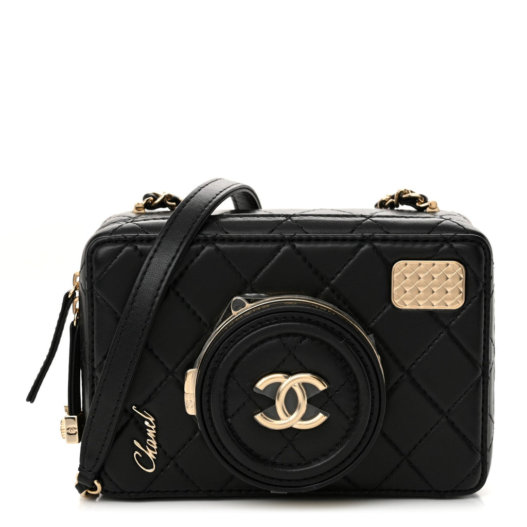 Lambskin Quilted Coco  Bag Black