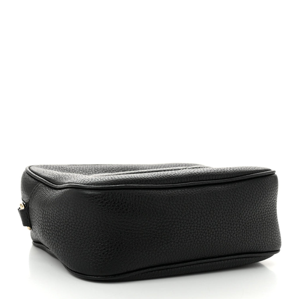 Pebbled Calfskin Small Soho Disco Bag Black