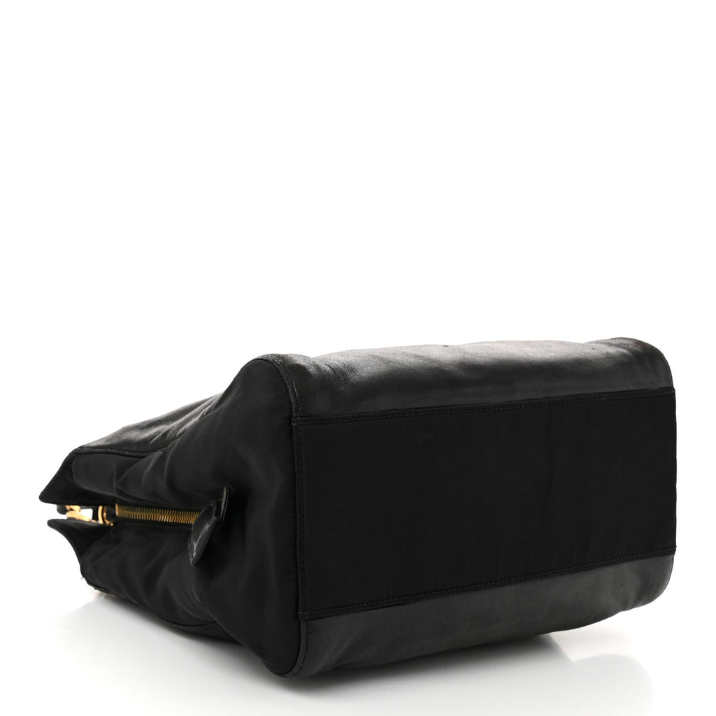 Nappa Tessuto Nylon Small Shoulder Bag Black
