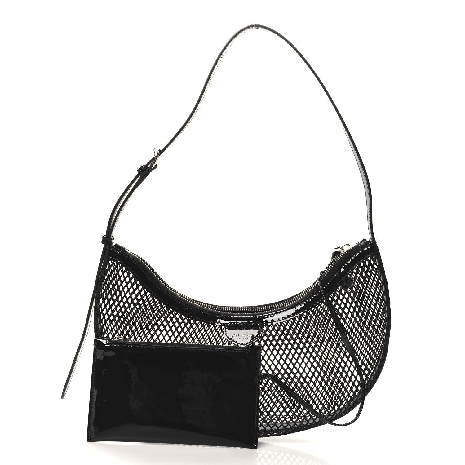 Net Patent Calfskin One Piece Demi Lune Black