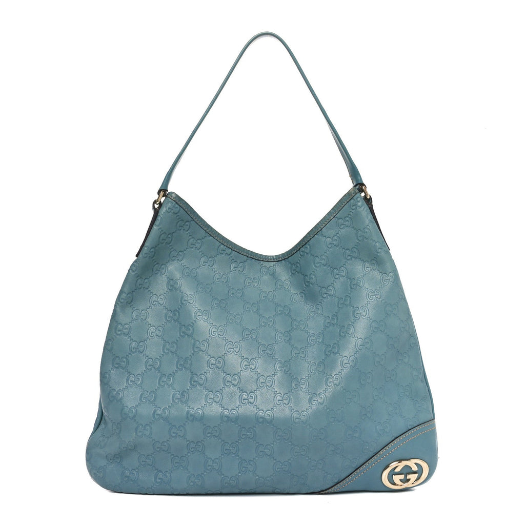 Guccissima Medium New Britt Hobo Blue