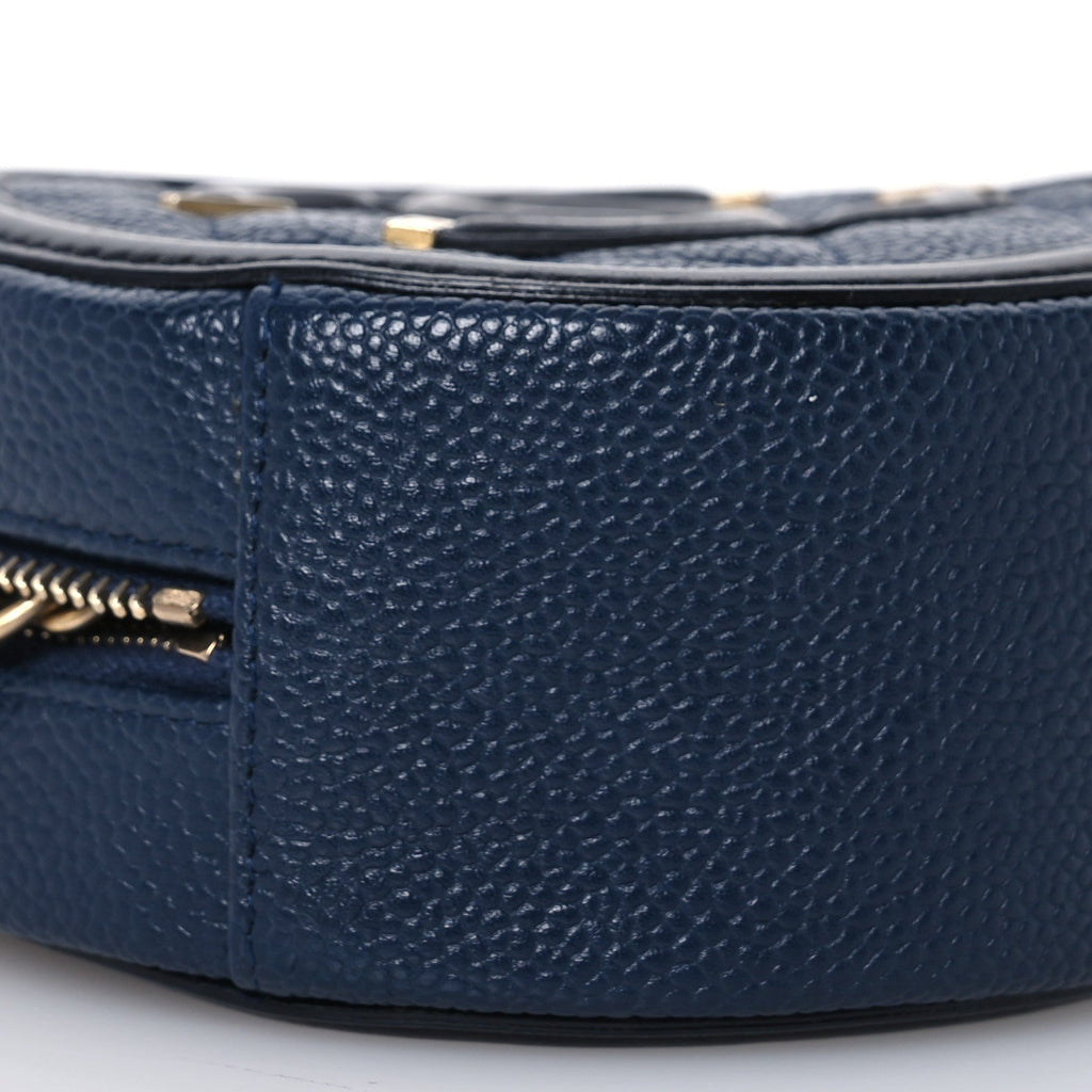 Caviar Quilted Round Filigree Crossbody Navy Black