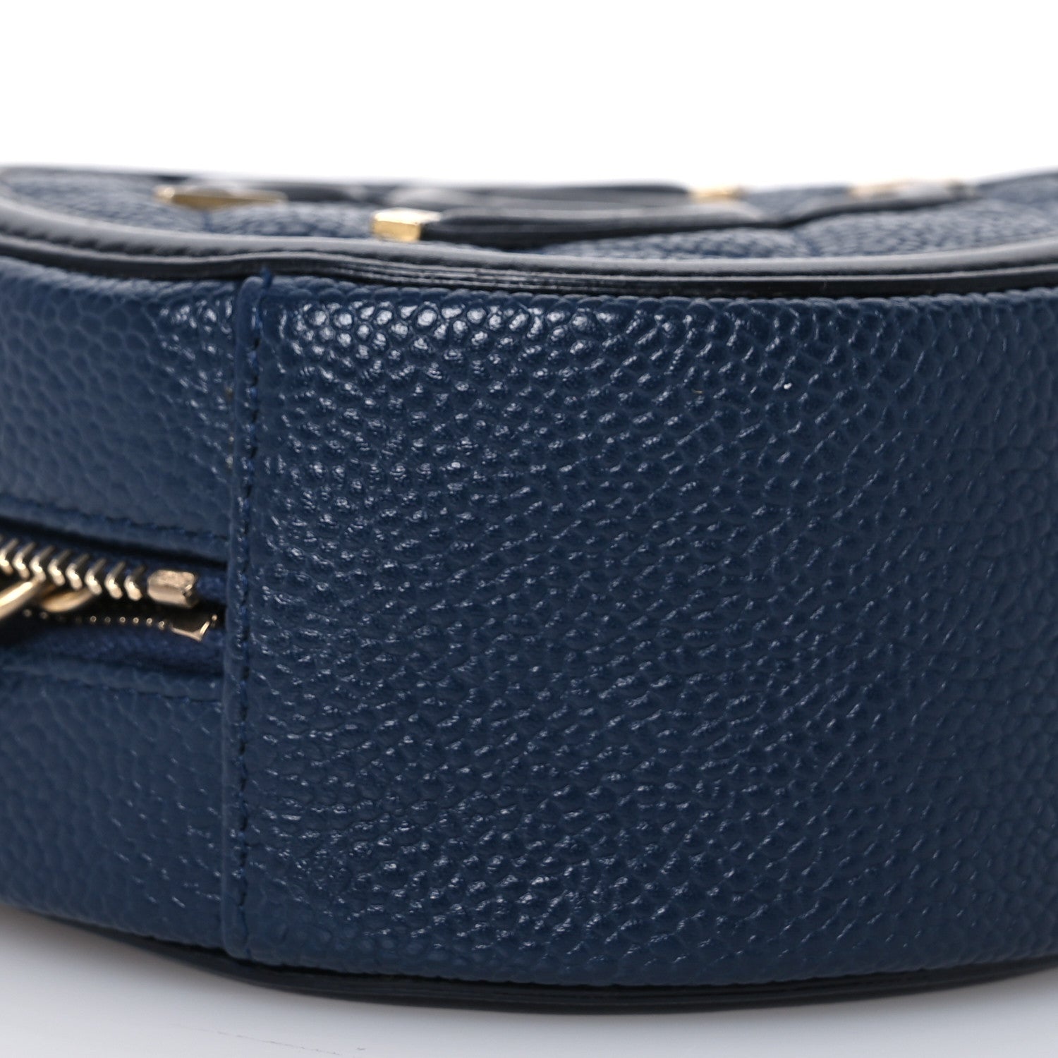 Caviar Quilted Round Filigree Crossbody Navy Black