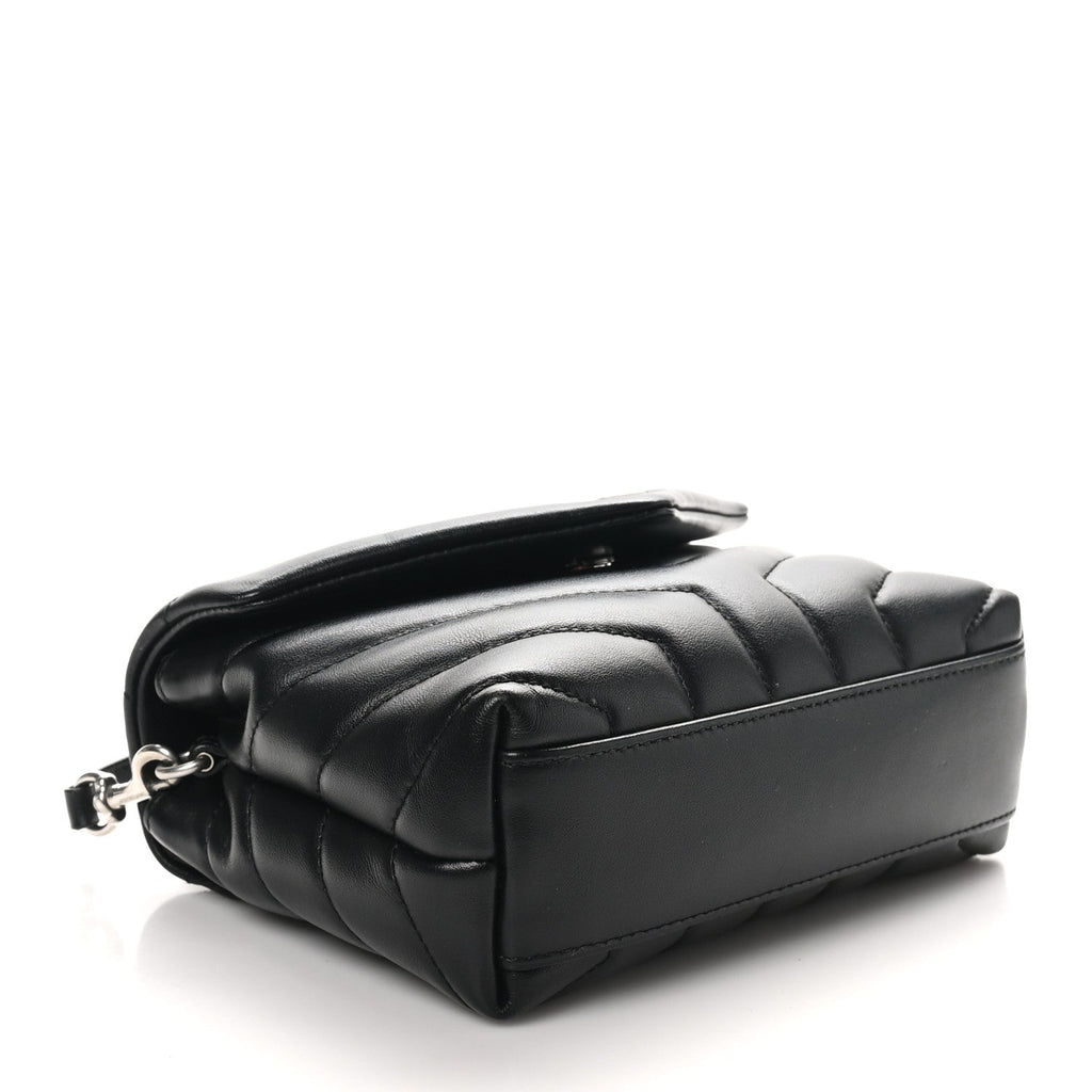 Calfskin Y Quilted Monogram Toy Loulou Crossbody Bag Black