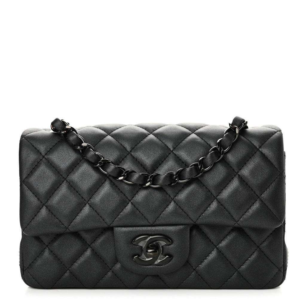 Lambskin Quilted Mini Rectangular Flap So Black