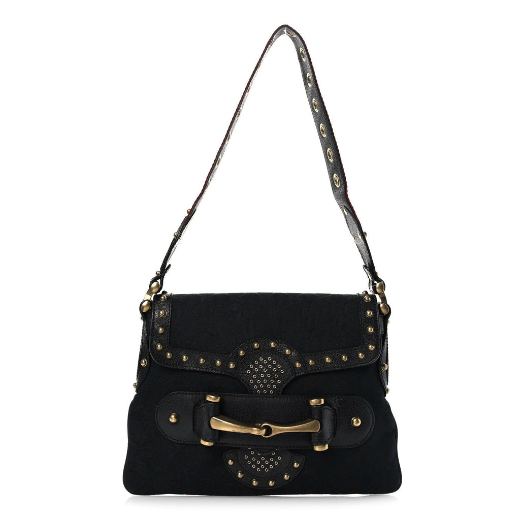 Monogram Studded Pelham Runway Flap Bag Black