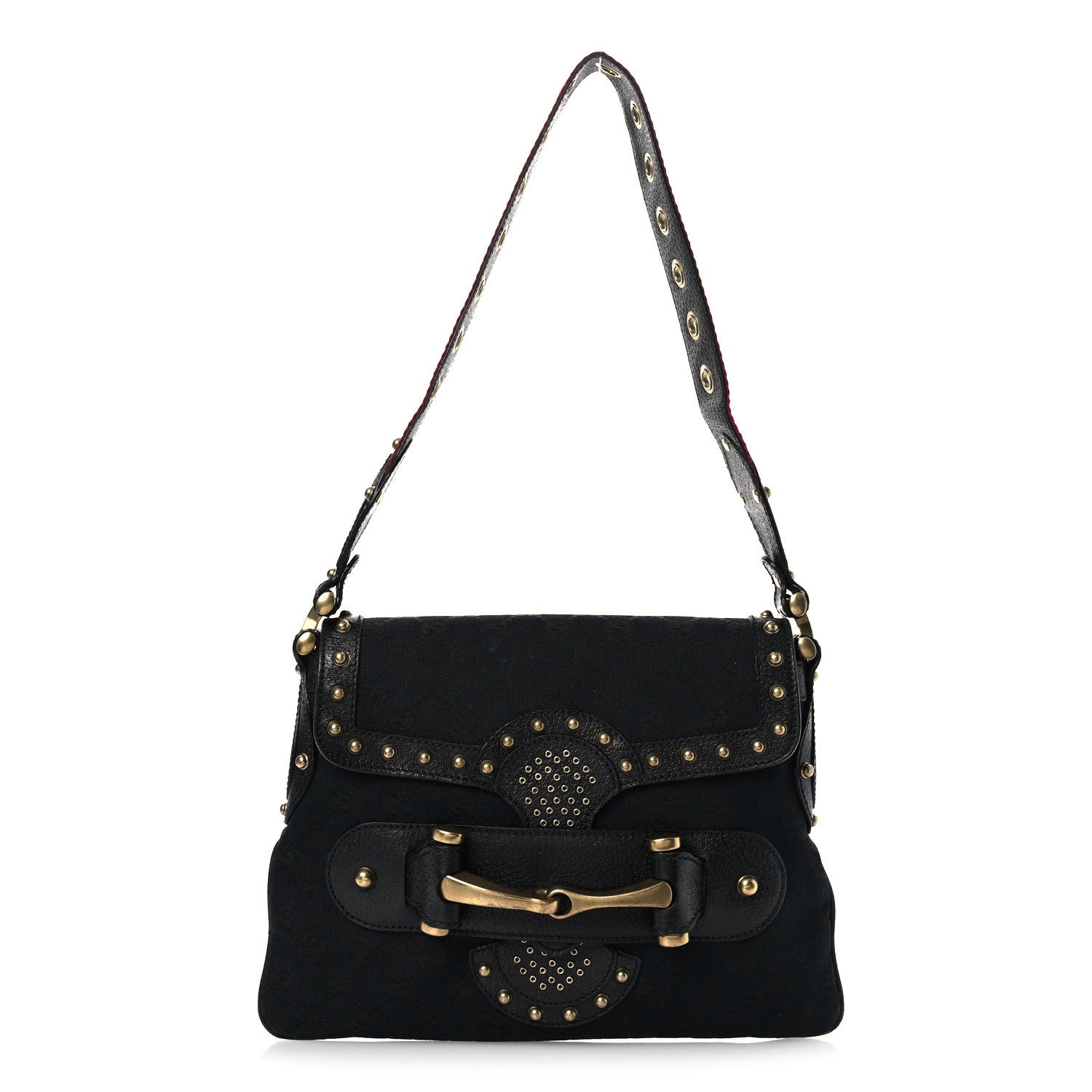 Monogram Studded Pelham Runway Flap Bag Black