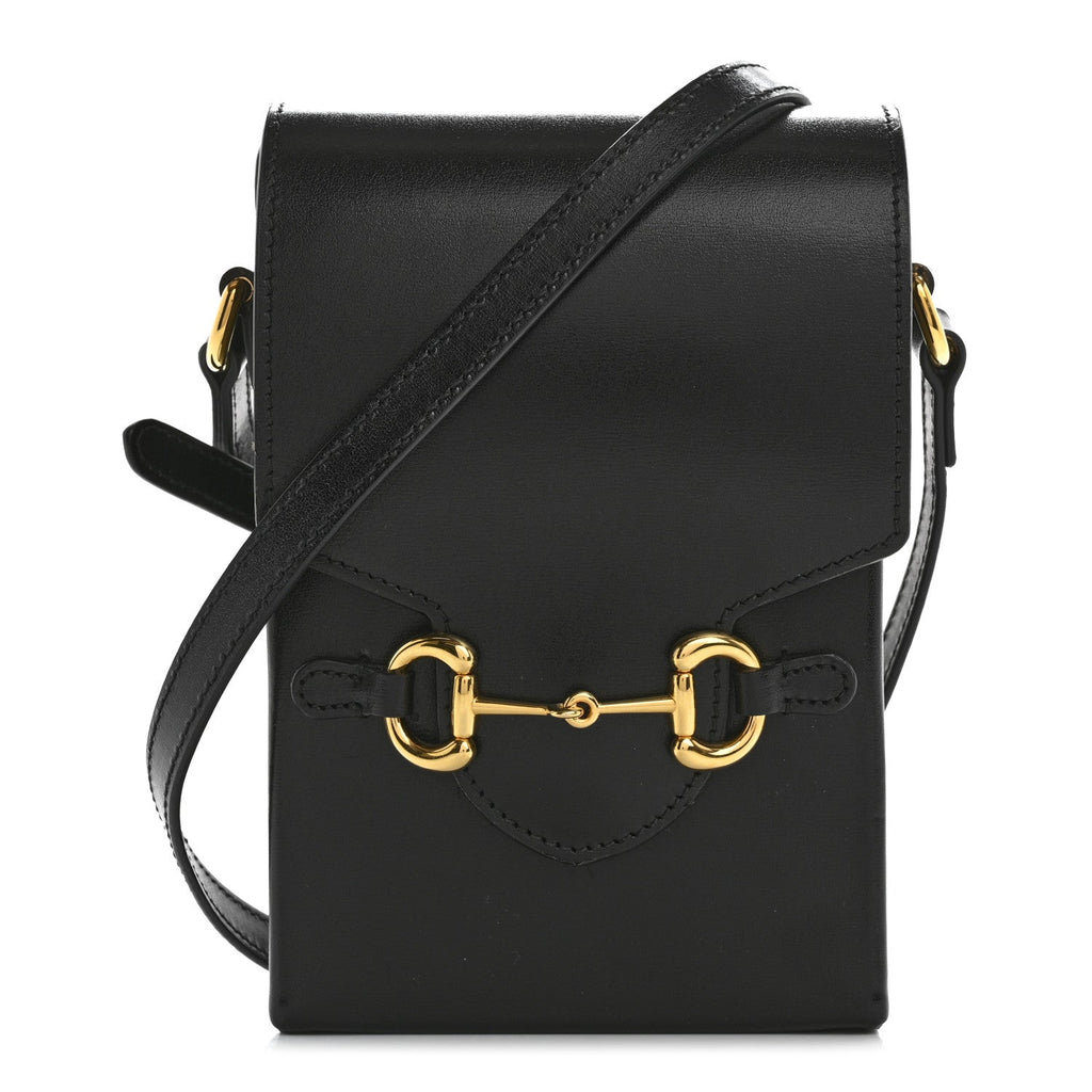 Boarded Plutone Calfskin Mini Horsebit 1955 Crossbody Bag Black