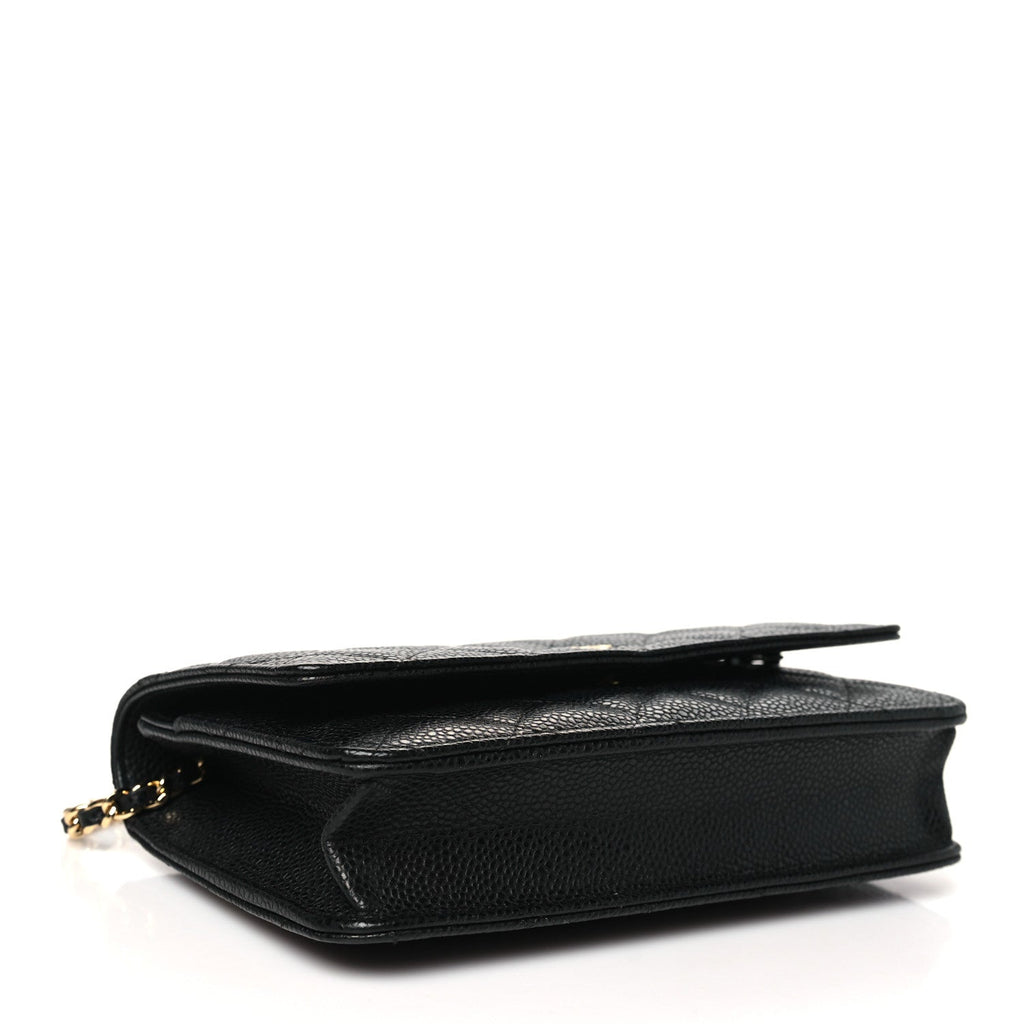 Caviar Quilted Wallet on Chain WOC Black