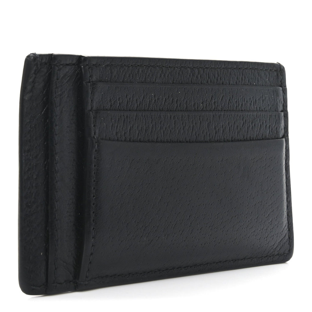 Textured Dollar Calfskin Resin Monochrome GG Marmont  Holder Black