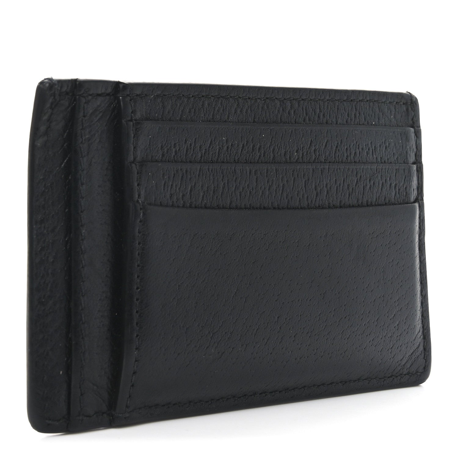 Textured Dollar Calfskin Resin Monochrome GG Marmont  Holder Black