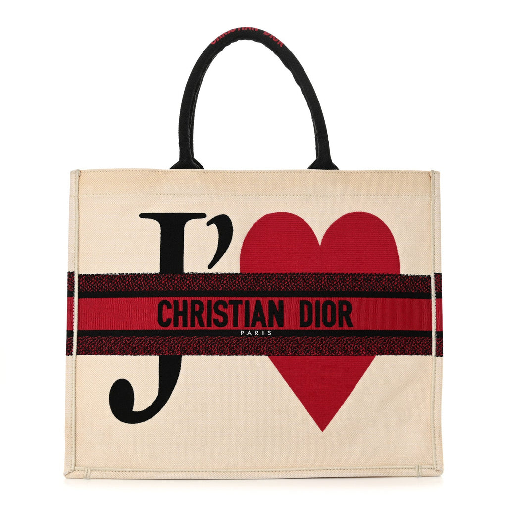 Canvas DiorAmour Chinese Valentines Je T’aime Large Book Tote White Red