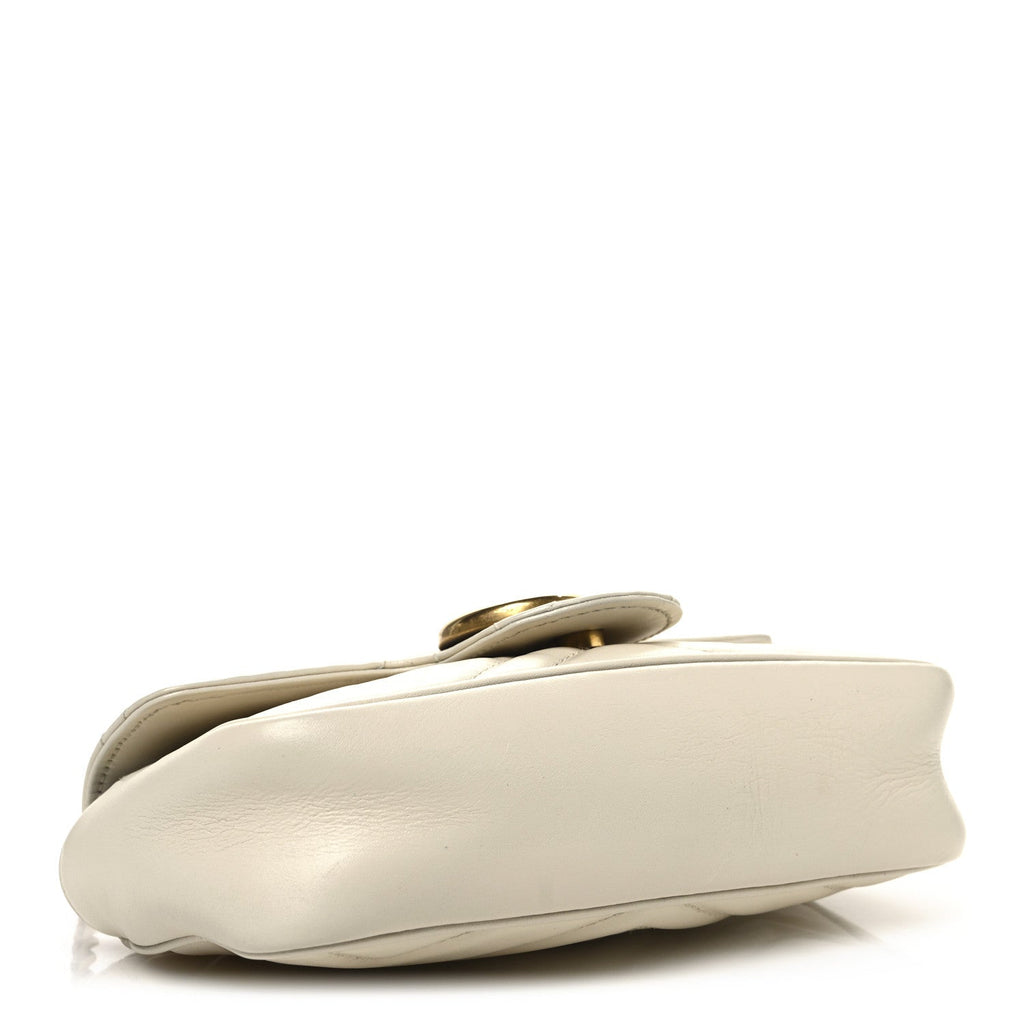 Calfskin Matelasse Super Mini GG Marmont Shoulder Bag White