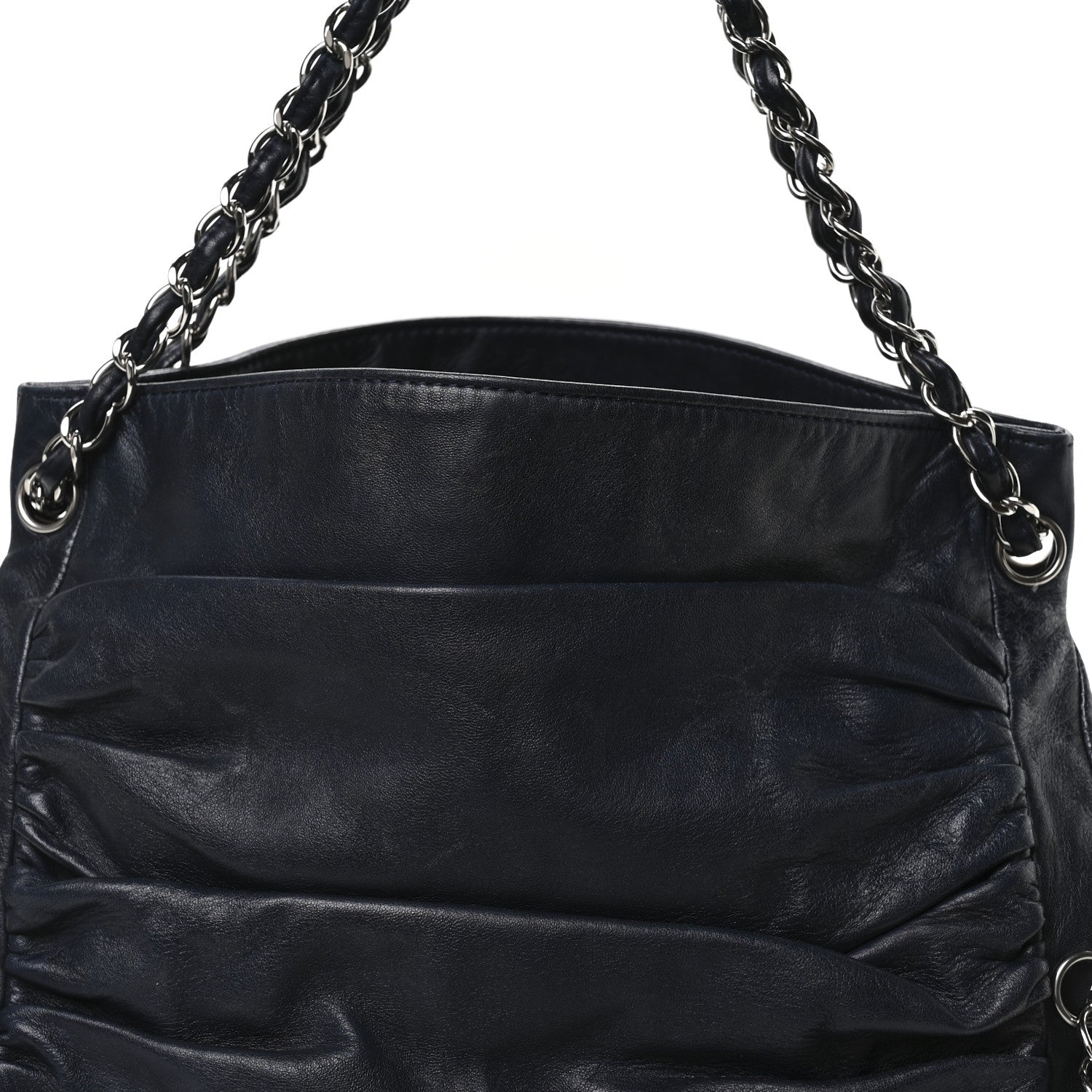 Lambskin Large Sharpei Shoulder Bag Blue