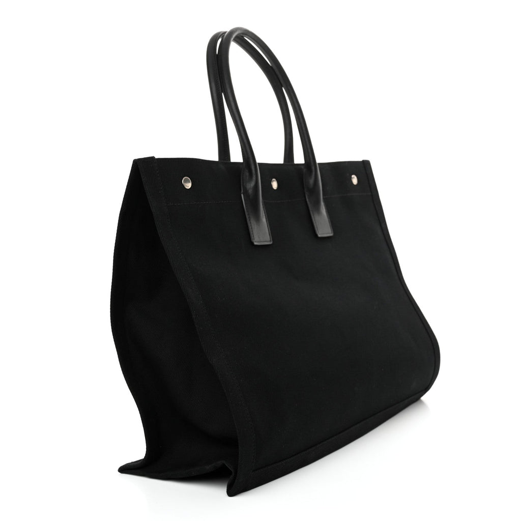 Linen Calfskin Rive Gauche Tote Black