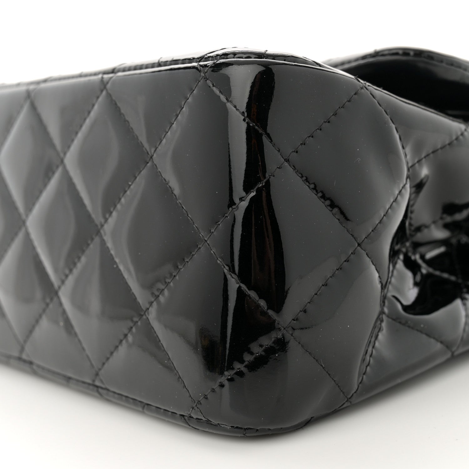 Patent Quilted Jumbo Double Flap Black