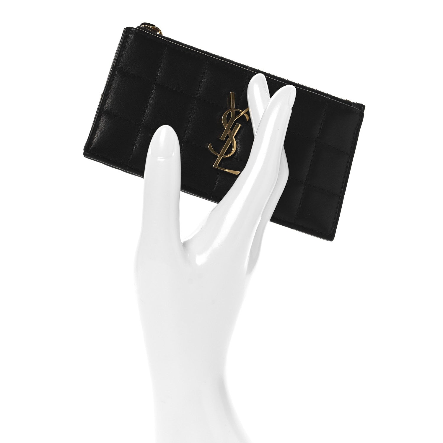 Lambskin Matelasse Cassandre Carre Fragments Zippered  Case Black