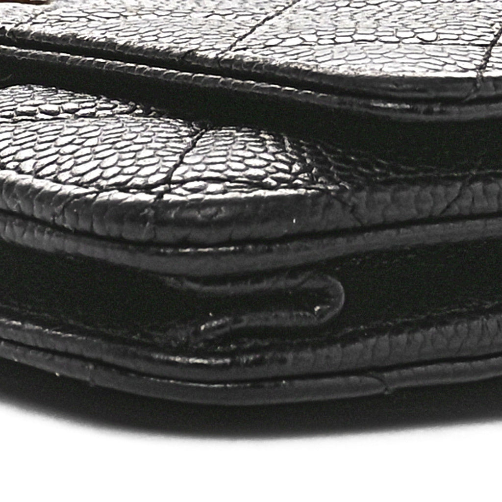 Caviar Quilted Wallet on Chain WOC Black