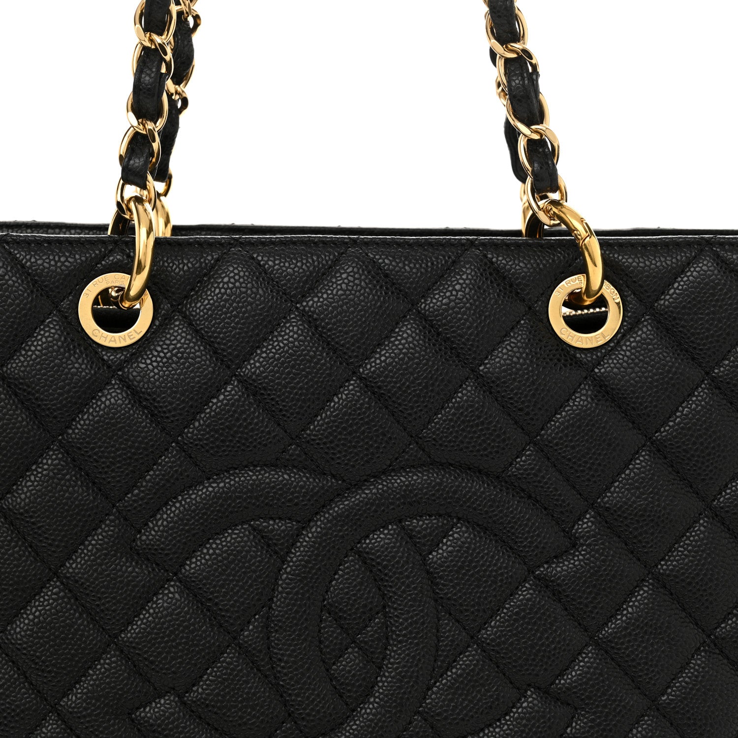 Caviar Quilted Grand Shopping Tote GST Black