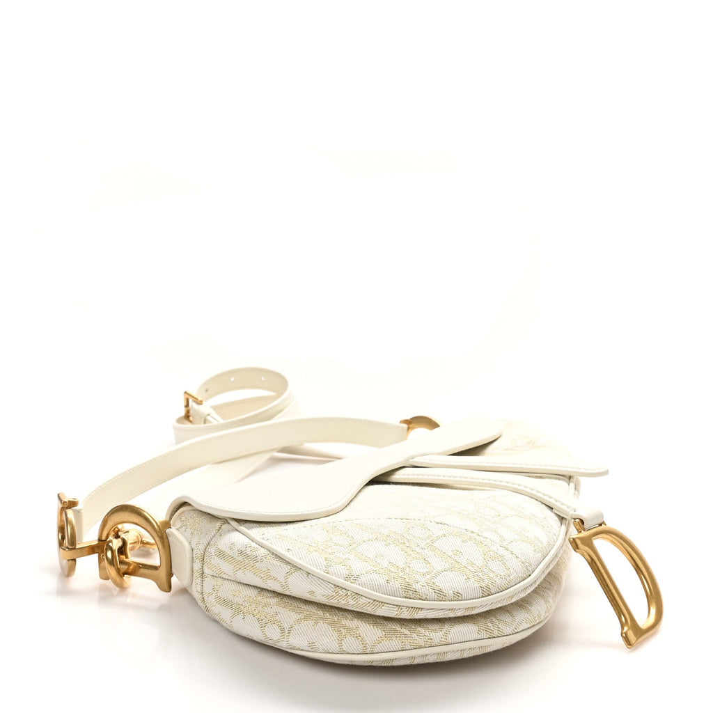 Oblique Smooth Calfskin Saddle Bag With Strap Latte