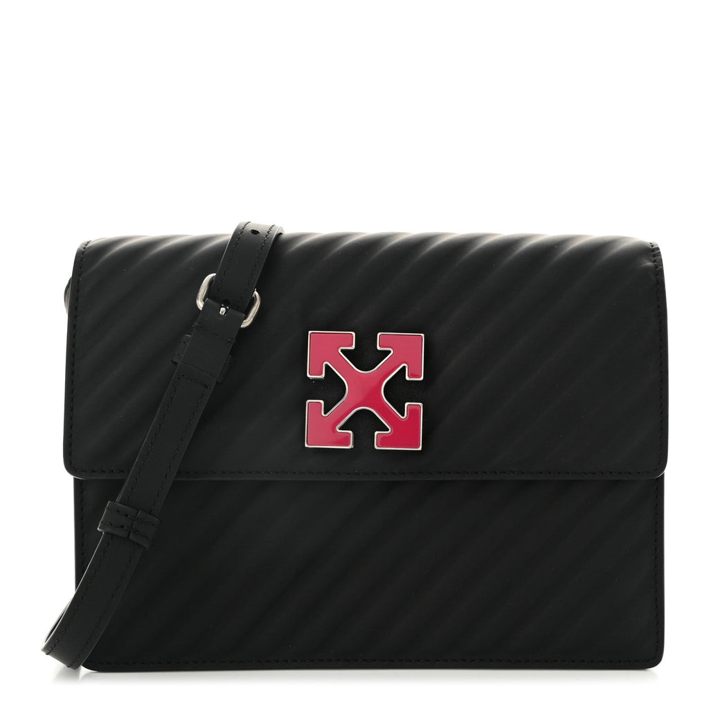 Calfskin Diagonal Quilted Jitney 2.0 Crossbody Bag Black