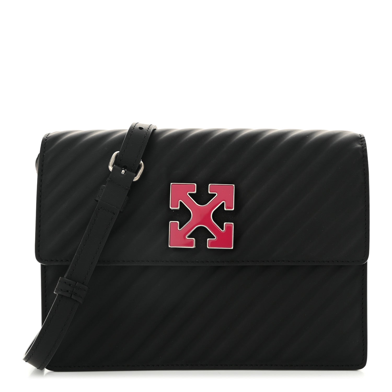 Calfskin Diagonal Quilted Jitney 2.0 Crossbody Bag Black