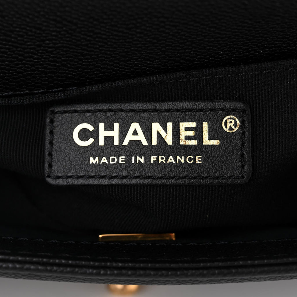 Caviar Quilted Small Chain Around Boy Flap Black