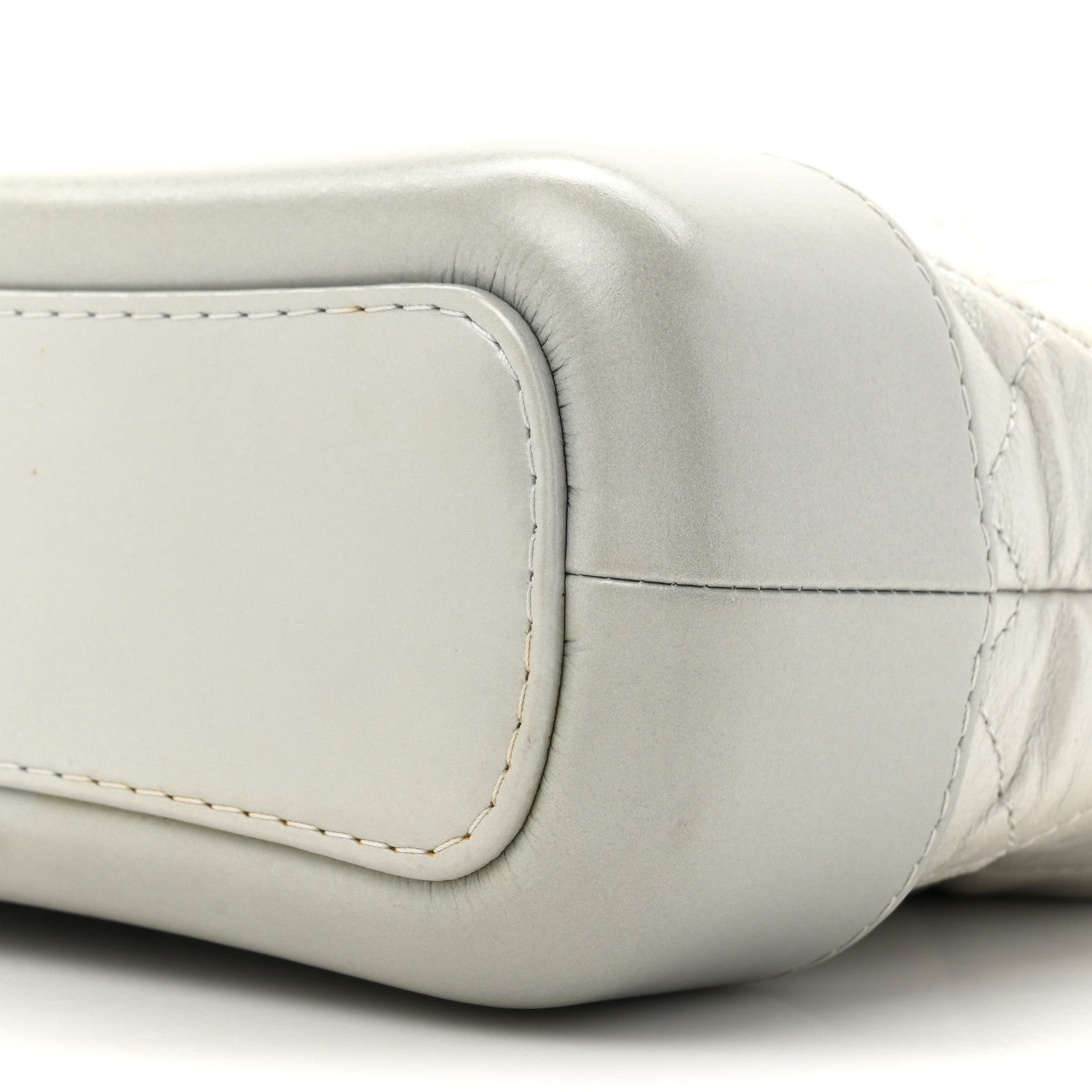 Metallic Aged Calfskin Quilted Small Gabrielle Hobo Silver