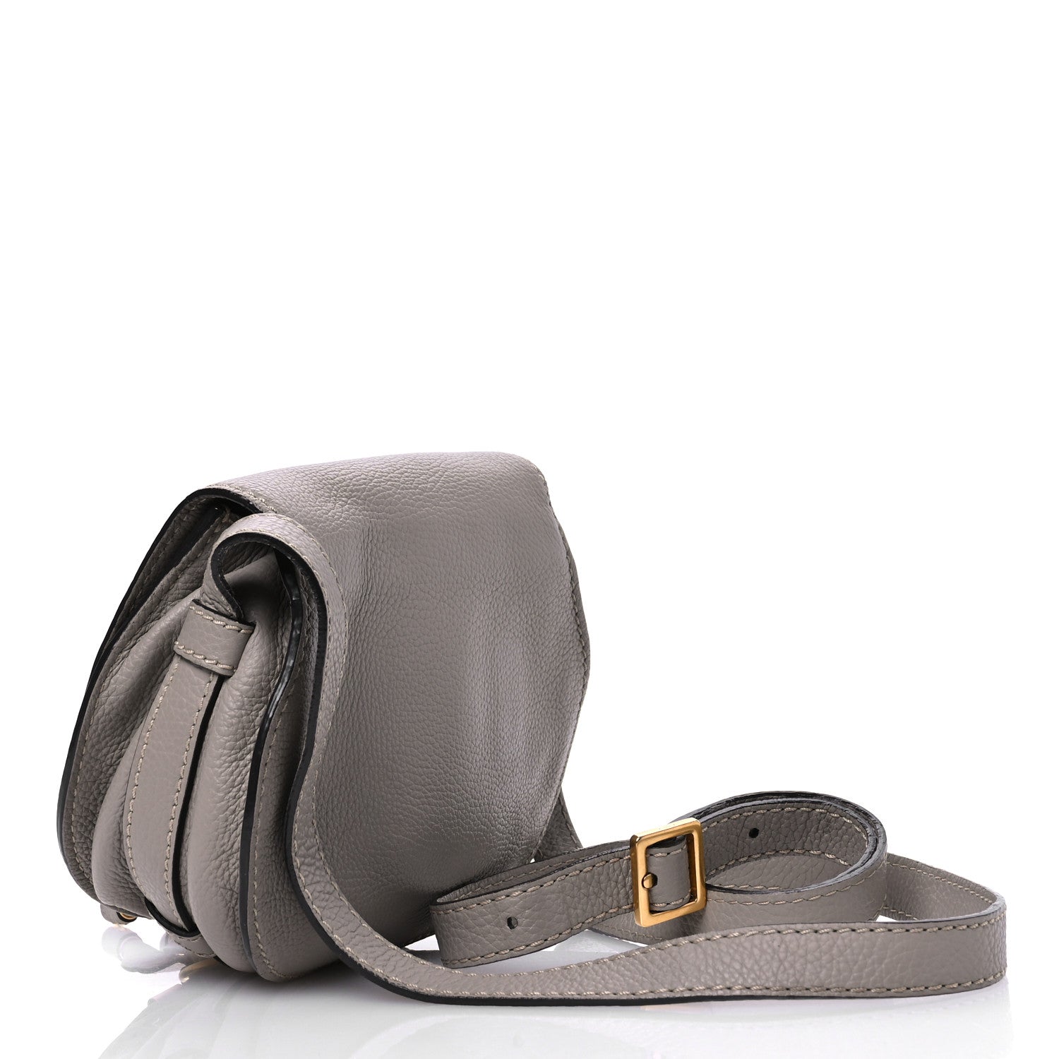 Grained Calfskin Small Marcie Saddle Bag Cashmere Grey